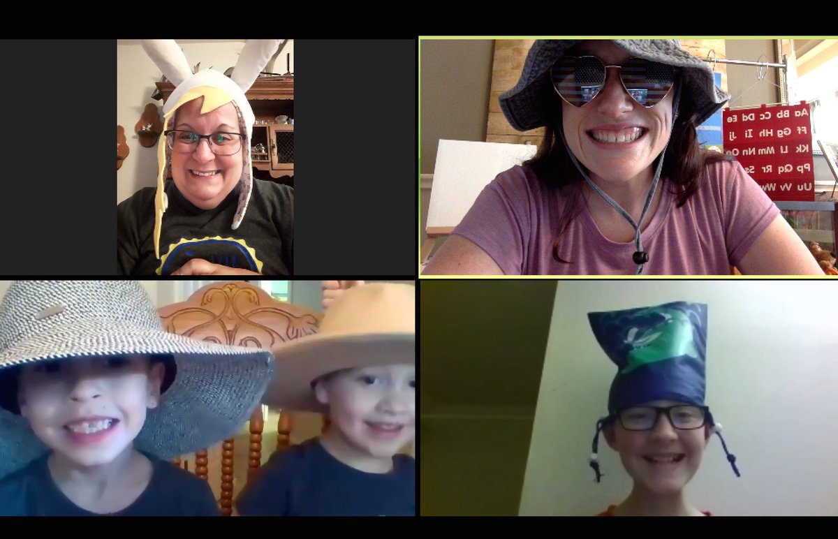 HeatherNolan631's tweet image. Today’s Zoom session turned into a scavenger hunt. It was super fun finding things around the house together and having the kiddos take turns naming items to find! Here is: find something you can put on your head! #lifeinALE @NISDBOONE @chiabeach