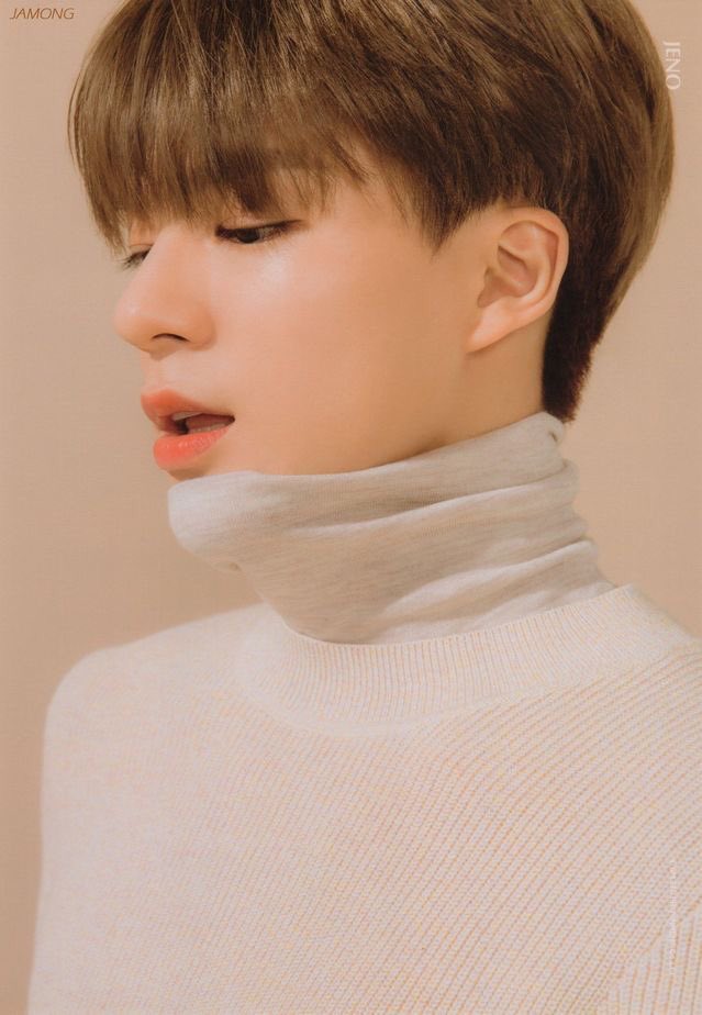 jeno owning this white turtle neck