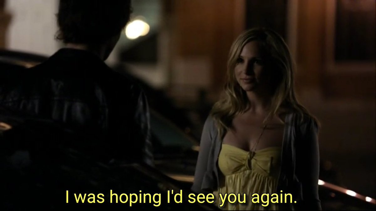 that same day to night caroline and damon meet in the grill parking lot, he apologizes for scaring her and she tells her that she hoped to see him again, and they leave together. damon never used compulsion, he never forced her. it's clear that caroline wanted to be with him