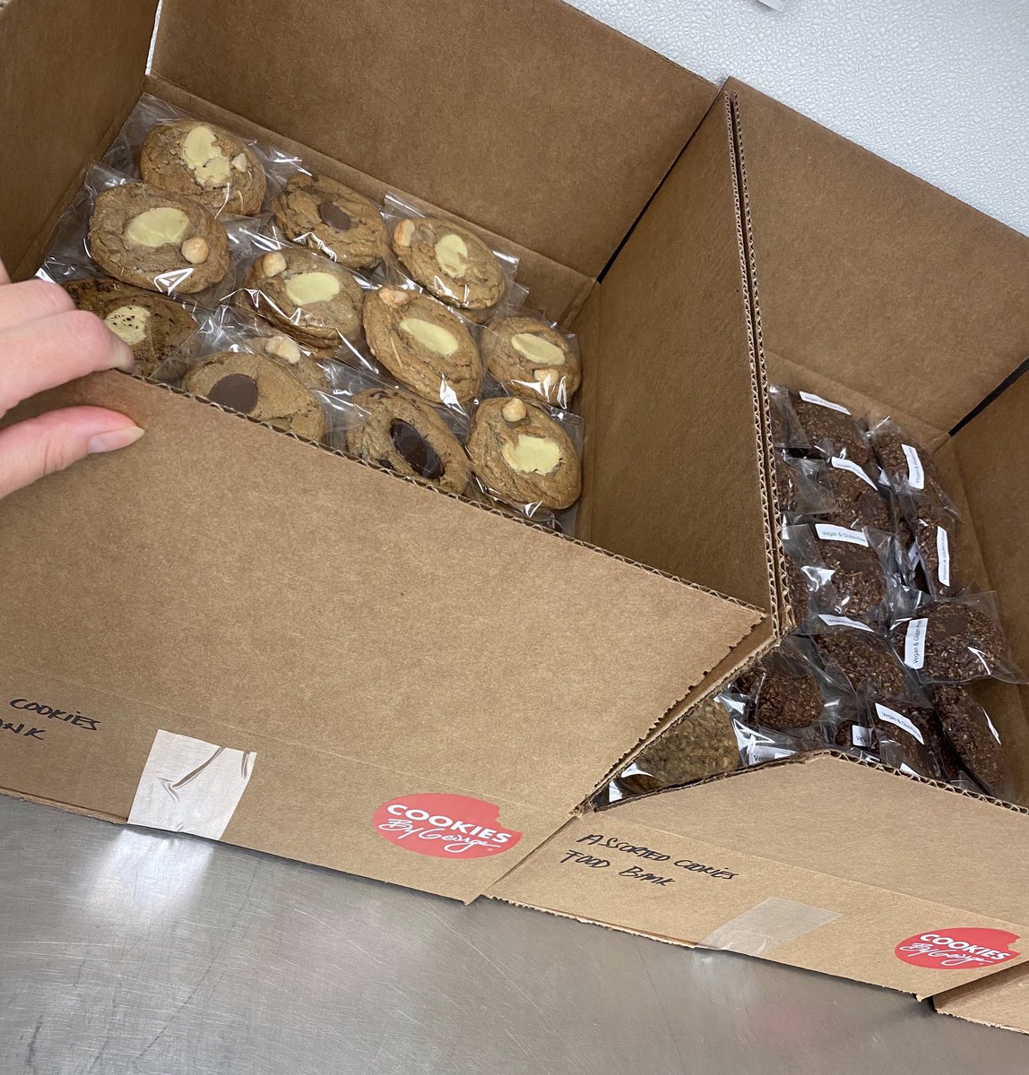 It's exciting to be able to #giveback in our own special way. When we donate to <a href="/yegfoodbank/">Edmonton's Food Bank</a> we like to remember how we'd feel if we needed help in life &amp; someone not only gave us a can of soup, but also the special comforts in like gourmet cookies. #CookiesByGeorge #GeorgeCares