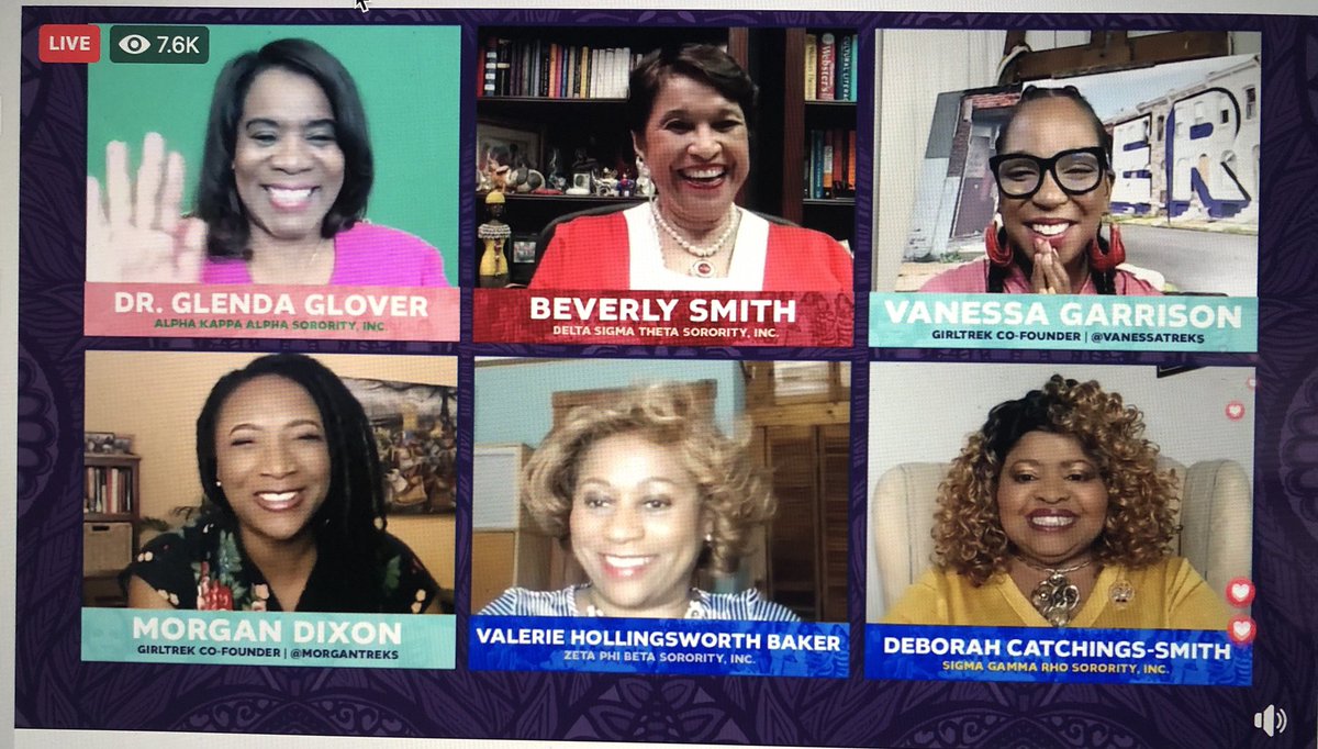 GirlTrek's tweet photo. Happening Now!

The national presidents of the #DivineNine @ZPHIBHQ @akasorority1908 @dstinc1913 @SGRho  on with #GirlTrek cofounders @MorganTreks + @VanessaTreks #DaughtersOf https://t.co/Rs4XU1iLUw
