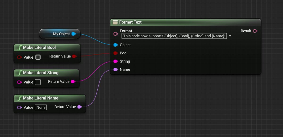 The Format Text node now supports more data types. Please welcome Bool, String, Name, and Object to the party!