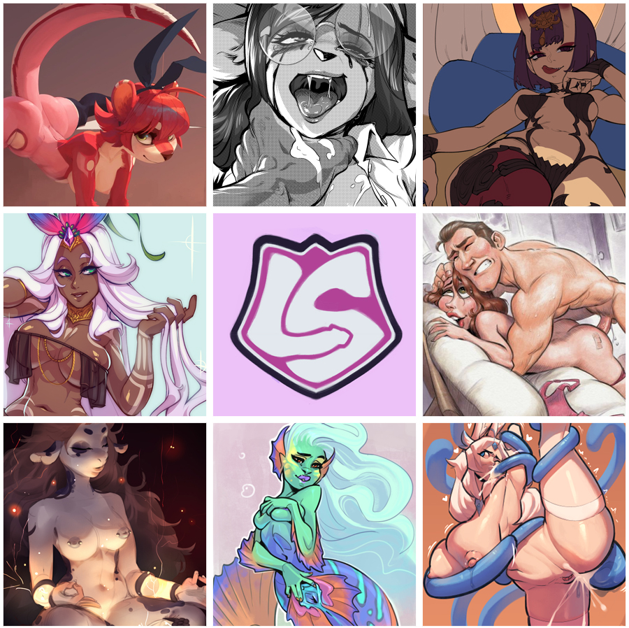 Clockwise from top/left : @nsfw_sy, @boosterpang, @EigakaArt, @Slippy_Stuff...