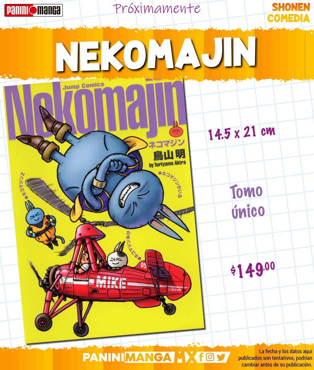 PaniniMangaMx's tweet photo. Llega el One shot de Akira Toriyama Nekomajin, una parodia del mundo de Dragon Ball protagonizada por un poderoso gatito. https://t.co/dVaXDI0ffa