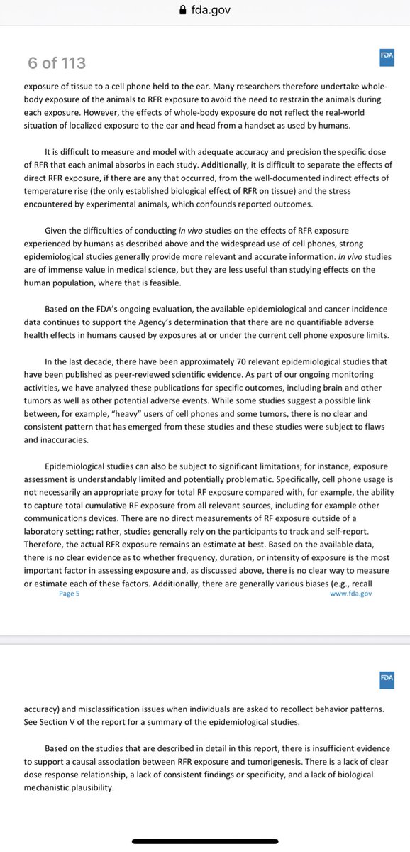 3. The FDA recently published a 113-page review of RF studies released from 2008-18 that looked for health effects, including tumors, leukemia, & skin cancers.None demonstrated adverse effects from localized RF at levels encountered by cell phone users. https://www.fda.gov/media/135043/download