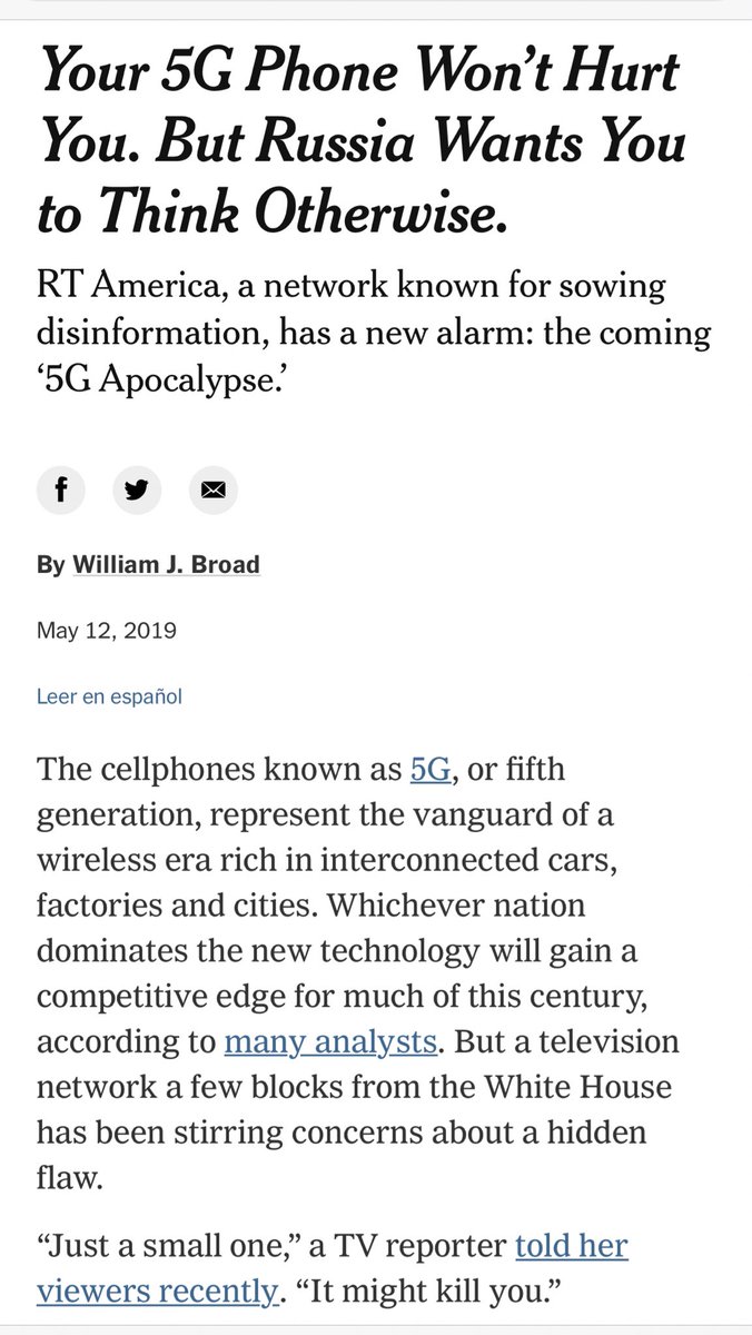15. The 5G hoax is even being spread by state actors, including Russia because it is falling behind in building out this platform, which is key for economic and national security.So congrats to those that are buying in to this fake news. You’ve been punked by Russia.