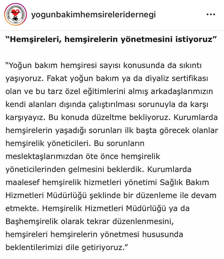 Az önce <a href="/TYBHD/">TYBHD | #NursingNow</a> nin paylaştığı harika yazıyı okudum. Yıllardır hiç bir #SağlıkBakımHizmetleri yöneticilerinin şuan adı ne olursa olsun bildiğimiz #Başhemşire lerin #Hemşire leri yönettiğini ve savunduğunu maalesef ki görmedik😔Ama artık görmek istiyoruz #Sağlıkçılarsahipsiz