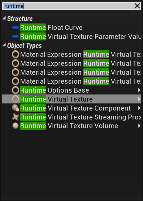 Runtime Virtual Texture assets are now exposed to Blueprints, which means you can create variables of this type and cast to them.