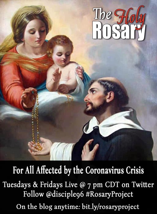 +JMJ+ Welcome to tonight’s Live Twitter Rosary Thread where we will be praying for all those affected by the  #Coronavirus: friends, family, co-workers, people we know & don’t know anywhere & everywhere. Lord, have mercy on us and on the whole world.Amen.