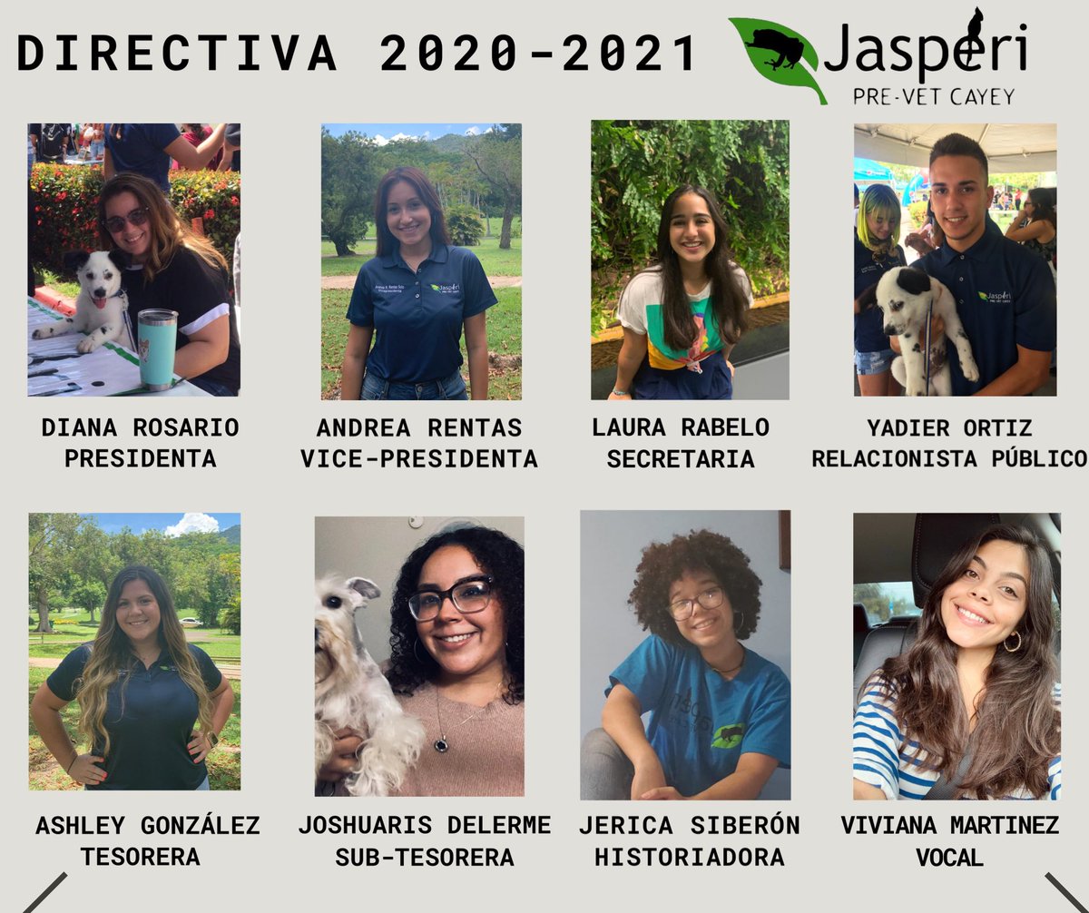 JasperiPreVet's tweet photo. Jasperianos, ¡conoce a la nueva directiva 2020-2021! Llevaremos en alto a Jasperi Pre-Vet. Tendrán nuestro apoyo en todo lo que necesiten. Contamos con ustedes siempre. ¡Gracias! 💚 https://t.co/Fvx0s3sISi