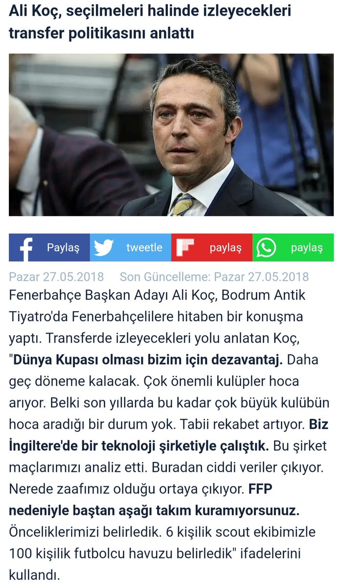 Seçim vaatlerinde bugün 😂
"6 kişilik scout ekibimizle 100 kişilik oyuncu havuzu belirledik."
-Vizyon Başkan Ali Yıldırım Koç

Vasata alışma artık Fenerbahçe taraftarı dünyada bek mi kalmadı nerde ekipler ?
(aziz yıldırımcı değilim,Fenerbahçeliyim)

#GökhanCanerFenere