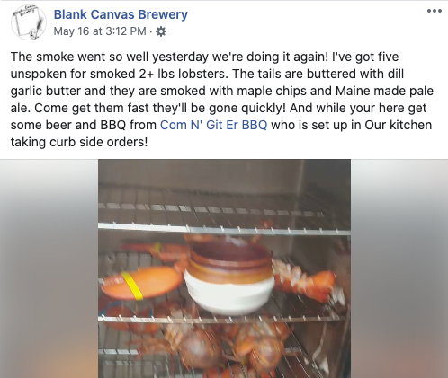  @BCanvasBrewery has been operating as a mini ordering center for lobster, including the option to order a SMOKED one which I seriously need to try as soon as humanly possible (if only it wasn't 105 miles from my house!)
