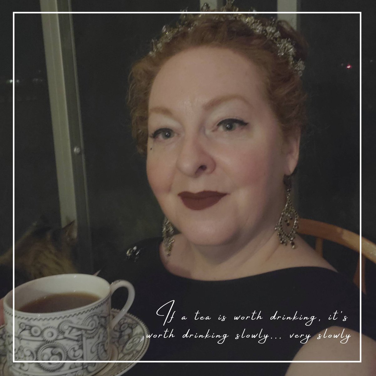 MadameAskew's tweet photo. Tea minus 1 hour until Teatime! Join me for a little Gothic musing and all the tea that's fit to sip!

https://t.co/war67zlRCP 

6:30pm PDT/9:30pm EDT/1:30am UTC/11am ACST

#steampunk #tea #cheekystrumpet https://t.co/nPBkpWNcIG