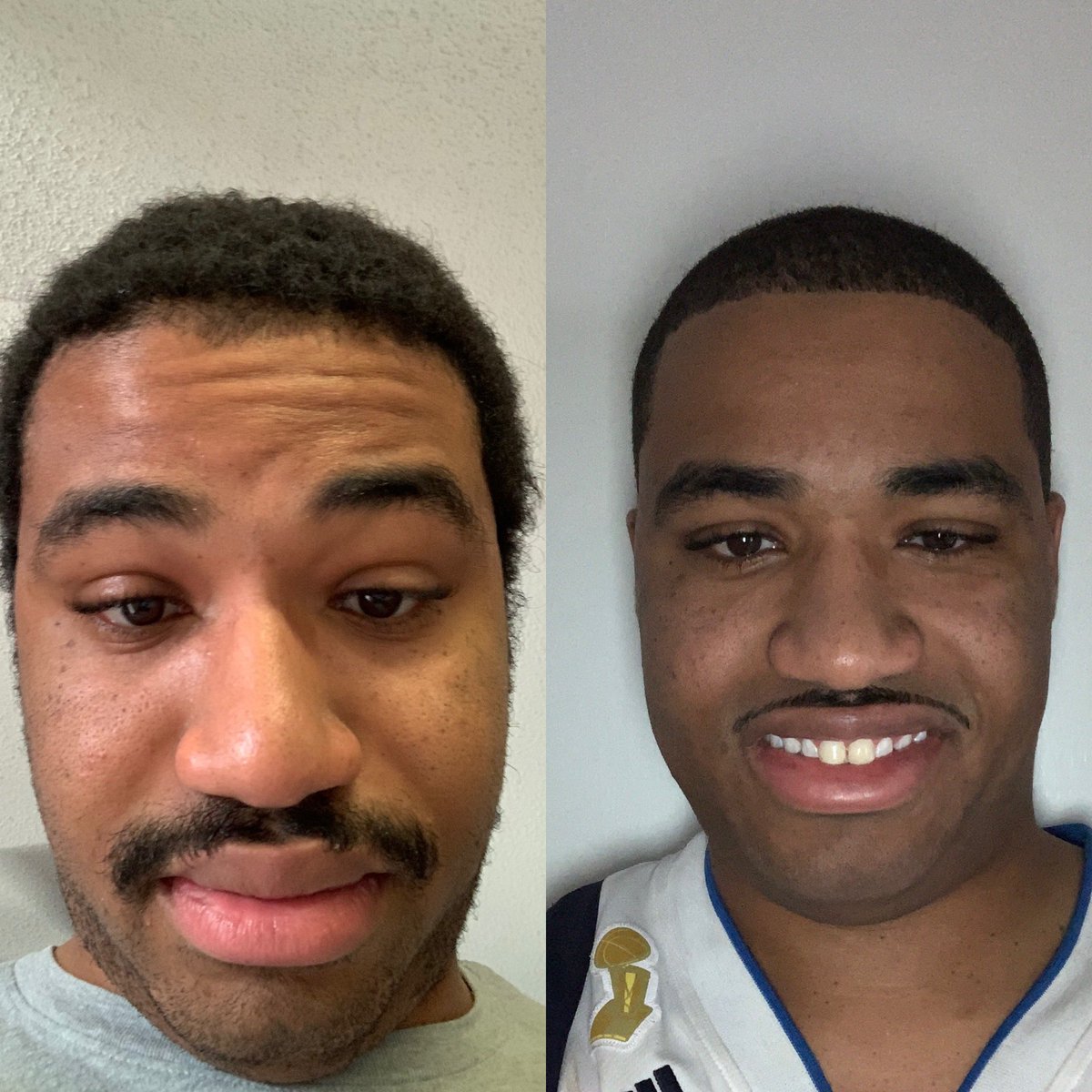 TaimonT717's tweet photo. Its amazing what 3 months can do to a man...

Life gave me lemons...

I made lemonade!🍋🍋🍋

🤷🏽‍♂️💈🤷🏽‍♂️💈🤷🏽‍♂️💈🤷🏽‍♂️💈

#Pandemic2020 #COVID19 #BeforeAndAfter #ImSoFly https://t.co/2X2Jir13YN