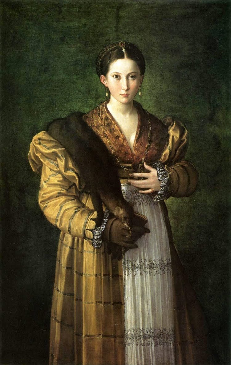 A 16th c portrait of a young bride wearing an ermine, sable or mink, for instance, was believed to bring good luck in helping her to get pregnant. Notice how her hand rests over her womb.Hopefully her husband knew better than to put it in her ear though...