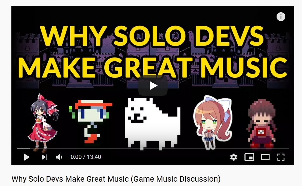 wrt to solo dev discourse I would like to offer a counterpoint to "game music composed by the developer is inherently more effective because the developer has the deepest/most intimate understanding of their game and can best translate it to music" (popularized by this vid)