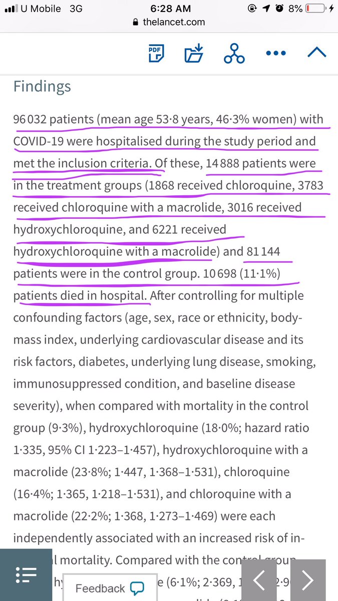 7. cases). Thus, it is not surprising that the grp that is administered HCQ (seriously ill) were associated with an increased risk of in-hospital mortality as they were more sick right frm the beginning. In fact, there would be more deaths if the seriously ill group was not given