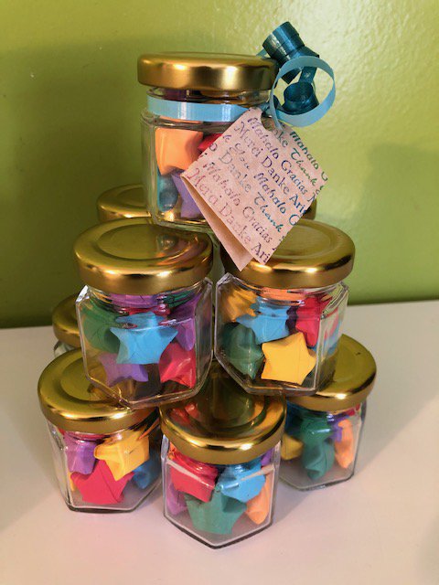 miscositas's tweet image. My son Niko started a project called "Wish on a Star." He makes small jars with handmade origami stars to thank front line workers. If you know of any kids who would like to get involved by making/donating stars, visit  wishonastar.us for more info! @WishOnAStarUS