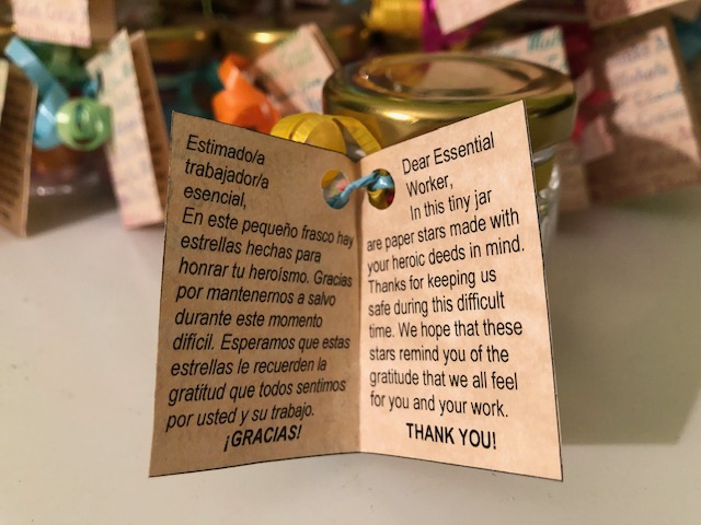 miscositas's tweet image. My son Niko started a project called "Wish on a Star." He makes small jars with handmade origami stars to thank front line workers. If you know of any kids who would like to get involved by making/donating stars, visit  wishonastar.us for more info! @WishOnAStarUS