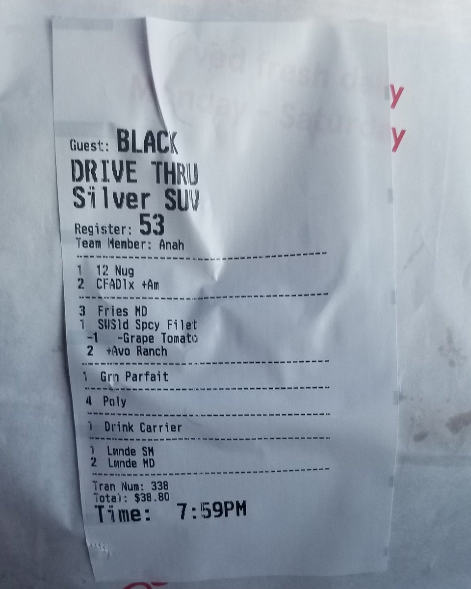 Sookie18610872's tweet photo. @ChickfilA @chickfila I'm going to go ahead and sit this on social media in high hopes that it goes viral! My husband's name is MATT not BLACK. Your employee Anah working at the Central &amp; Rock location in Wichita, KS seems to need some cultural sensitivity training??? https://t.co/zcoMfIjaMp
