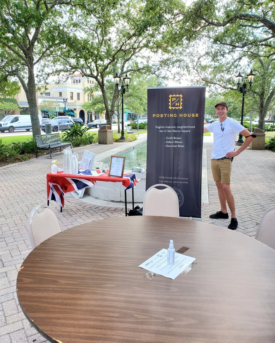 mysanmarco's tweet photo. Another great Friday night in San Marco square! Special guests @postinghousejax with table delivery service 🙌. Tables were full, people were being responsible, and businesses were selling! Thx - @smpsjax @ManifestSpirits @ssbcjax https://t.co/z7Ewsb7ryn