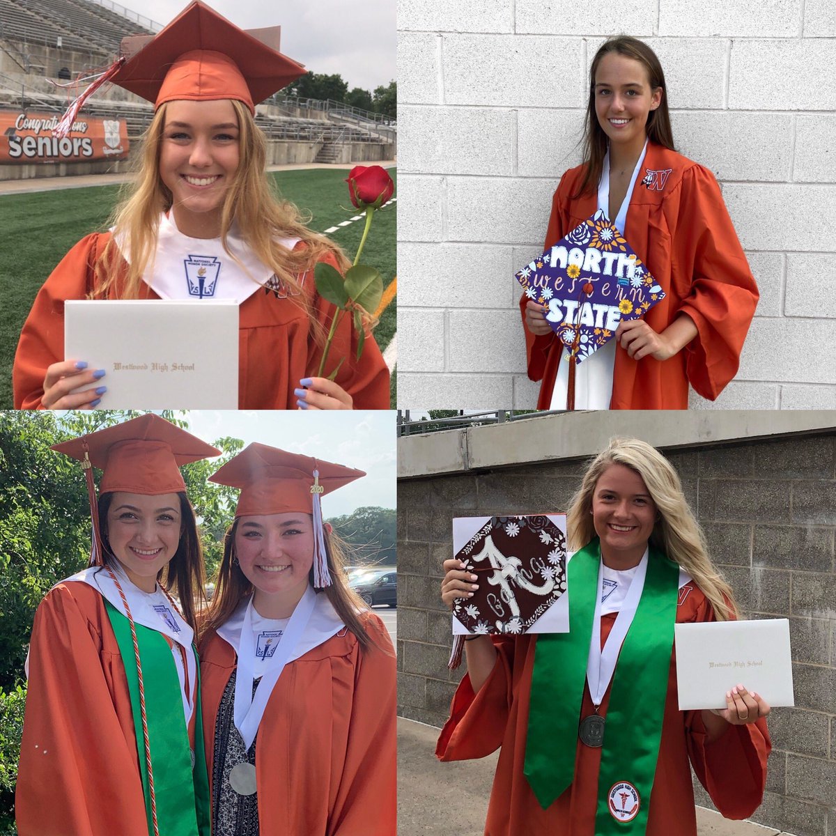 WestwoodVball's tweet photo. Happy Graduation Day to this incredible group of seniors! We are so proud of you π #seniors2020 #officiallyalum @WWarriorNation @westwoodsports1 @maddiejoygill @abirucks @anna_kingg22 https://t.co/juMpmvV6X3
