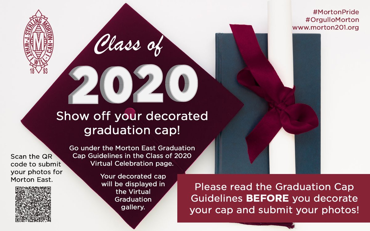 Morton201's tweet photo. Class of 2020, we want to see your decorated graduation cap! To read the Graduation Cap Guidelines, please visit https://t.co/PZ7eeRJpfu. #MortonPride #MustangsLearnAtHome https://t.co/W6NdXOmrty