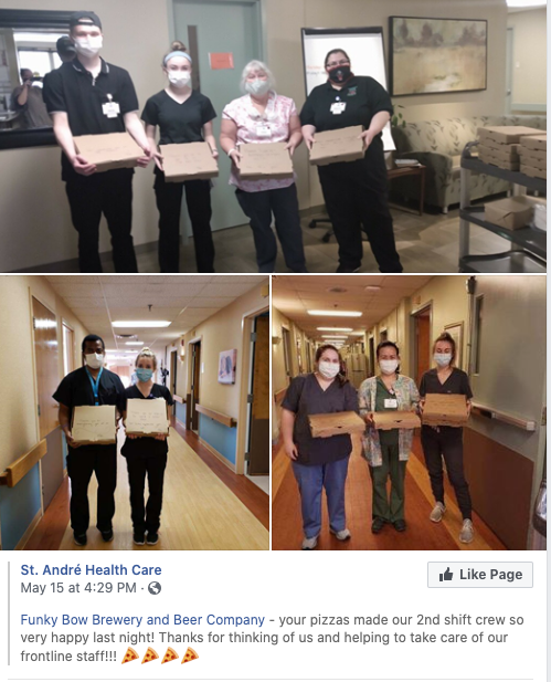 Up in the woods of Lyman, ME,  @organicfarmm (Funky Bow Brewery) has been pumping out canned beers for taking out and delivery, along with their wood-fired pizzas. Last week, they delivered their pizza to second shift workers at the local hospital.