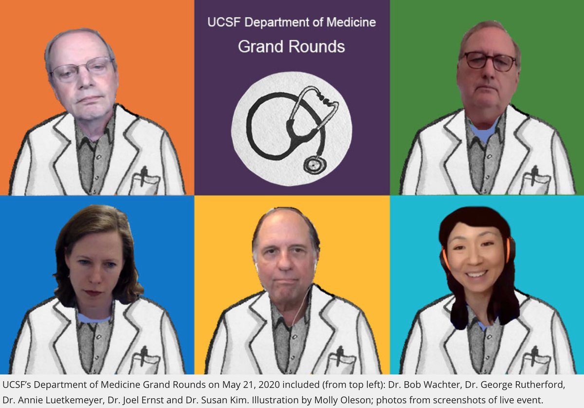 19/ This is fun:  @ucsf Medical Grand Rounds (yesterday:  https://bit.ly/2zmFplf ), previously a sleepy affair attended by ~40 MDs, is now covered like a sporting match in our charming local paper,  @MLNow  https://bit.ly/2XplZUC  I’m particularly fond of the opening graphic, below.