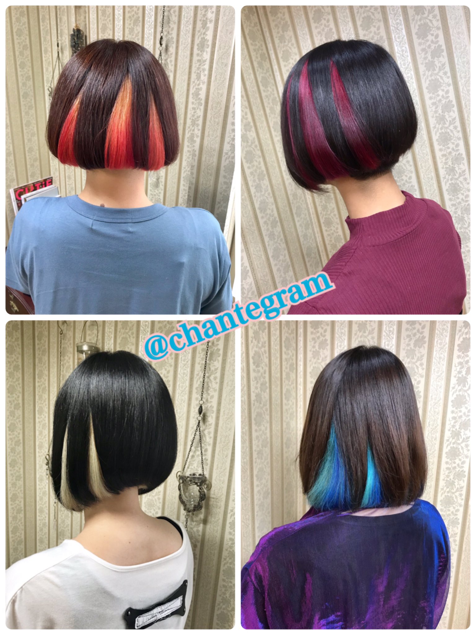 シャンテグラム در توییتر ヘアスタイル紹介 ショートボブ ボブのスタイルとインナーカラーの組み合わせ 耳上のラインから広範囲に入れたり 両サイドにポイントで入れたり と様々な楽しみ方ができます 撮影のご協力 ありがとうごさいます