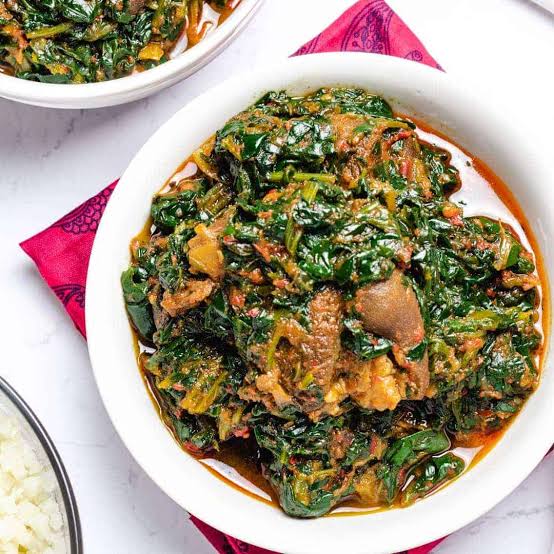 11. Efo RiroEfo Riro is a mix of pumpkin green leaves, meat, like chicken and offal or smoked fish. Efo Riro is a Yoruba delicacy originating from Western Nigeria. Green vegetables like water leaf is used in preparing the stew, spinach, can also be added to the ingredients.