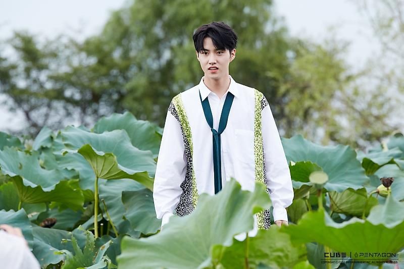 changgu with trees/plants as his background a thread @CUBE_PTG