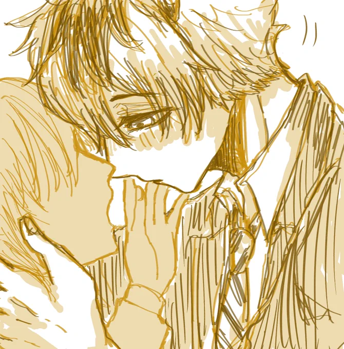 キスの日らしいので???でキス3秒前みたいな落書き(1枚喰われそうだけど) 