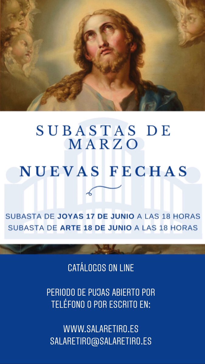 salaretiro's tweet photo. Ya tenemos fecha para las que hubieran sido nuestras subastas de marzo. Quedan aplazadas al 17 y 18 de junio. Periodo de pujas abierto. https://t.co/db65tTyY2n
