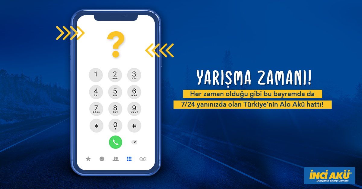 Yarışmamız başladı! 🎊
Migros’tan 100 TL hediye çeki kazanma şansı için, her zaman olduğu gibi bu bayramda da 7/24 hizmet veren Türkiye'nin #AloAkü hattının numarasını
📱yorumlarda yazın
📱<a href="/inciaku/">İnci Akü</a>'yü takip edin
📱paylaşımımızı beğenin!
Hediyeyi kazanma şansı yakalayın!⚡#Yarışma