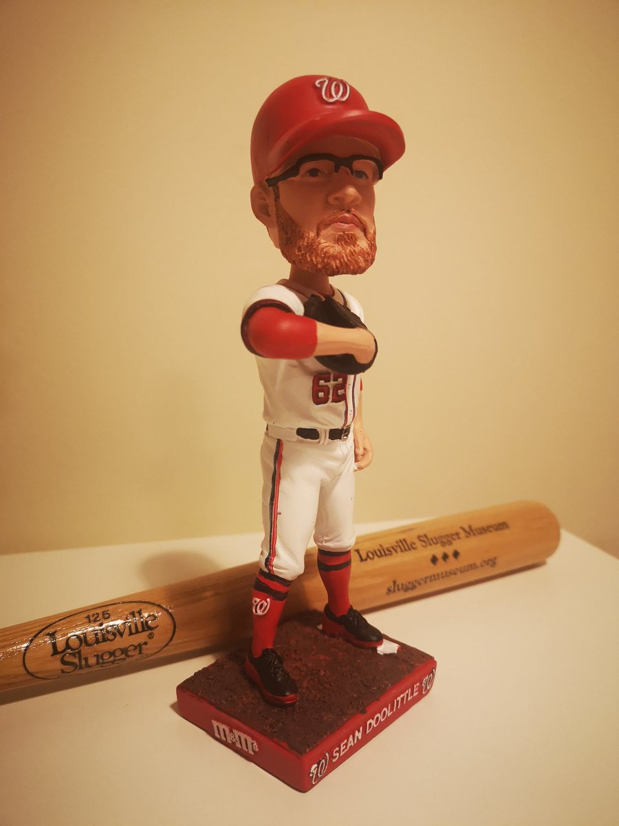 Next up, with huge thanks to  @itspetebc we have this  @whatwouldDOOdo bobblehead and  @sluggernation mini-bat.One for you  @Nationals_UK and  @OaklandAUK fans (if John doesn't steal it)£2 entry via  http://www.paypal.me/batflipsandnerds #MentalHealthAwarenessWeek