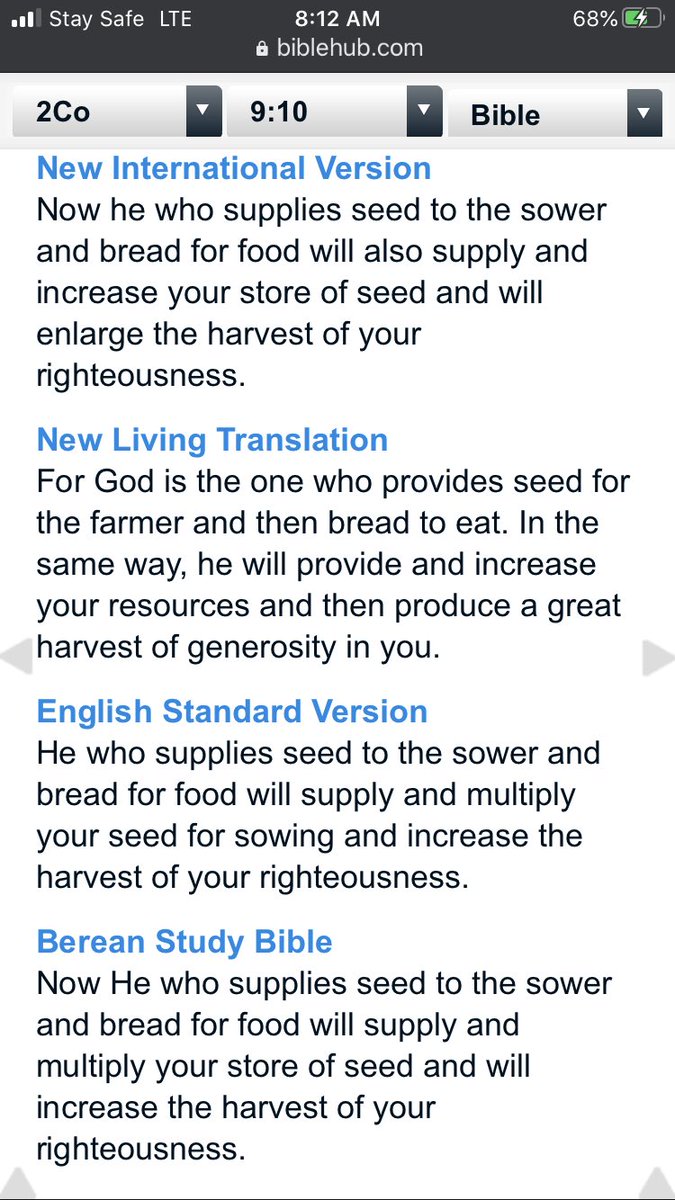 Observe, 2Cor 9:10 says God gives SEED to the SOWER—not the eater—and ensures he has food to eat + guaranty increasing store of SEED to SOW, which’ll eventually lead to an enlarged harvest, which then starts that cycle of wealth creation. Wisdom is the principal thing. Get it!!!