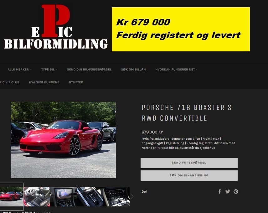 bilformidling's tweet image. Flotte Porsche Boxster S
Kr 679 000 ferdig levert. Levering i Bærum eller Stryn på vårt bilsenter.
Tilbyr gunstig finans og garanti
Kontakt oss eller email oss på epicbilformidling@gmail.com
buff.ly/3e9TgdA
