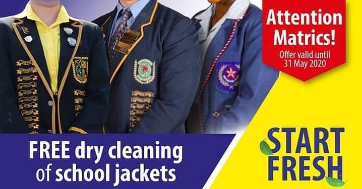 Class of 2020! This is a back to school offer from Sanibonani Dry Cleaners. All grade 12’s in the Lowveld, bring your school jacket and we will dry clean it for FREE. We adore our youth and support initiatives to prevent the spread of viruses and germs.
#BeSafe #SanibonaniCares