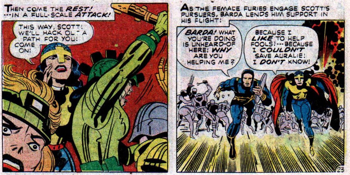 Scott and Barda eacaping, and while Barda doesn’t physically escape she is very much free of darkseid’s system at this point, is explicitly the start of Darkseid’s war with New Genesis, and also the start of his undoing.