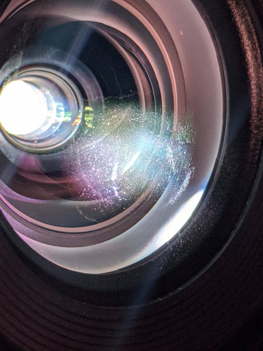 VectorRoll's tweet image. Went to clean dust off my @optoma #UHD51A projector lens with a @ZEISSLenses wipe &amp;amp; looks like it removed some of the anti reflective coating.🧐Never had it remove such coatings before. Doesn&apos;t seem to affect image but wouldn&apos;t mind replacing it. Not sure where to get one though.