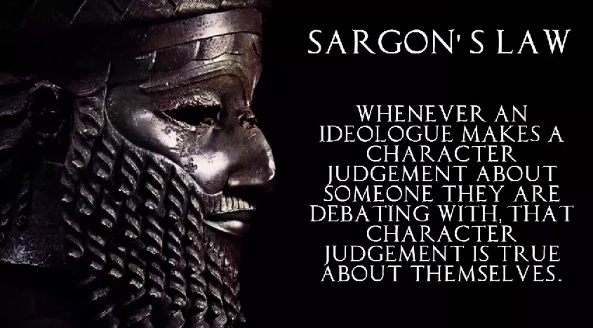 サルゴンの法則：【イデオロギーに染まった人が議論している相手について性格判断をするときはいつも、その性格判断は、その人自身について当てはまる】渡辺 真由子の事例：アニメ規制派の理論的支柱だった彼女。論文のコピペで学生を脅す。彼女自身が論文盗用を指摘され、博士学位を取り消される。