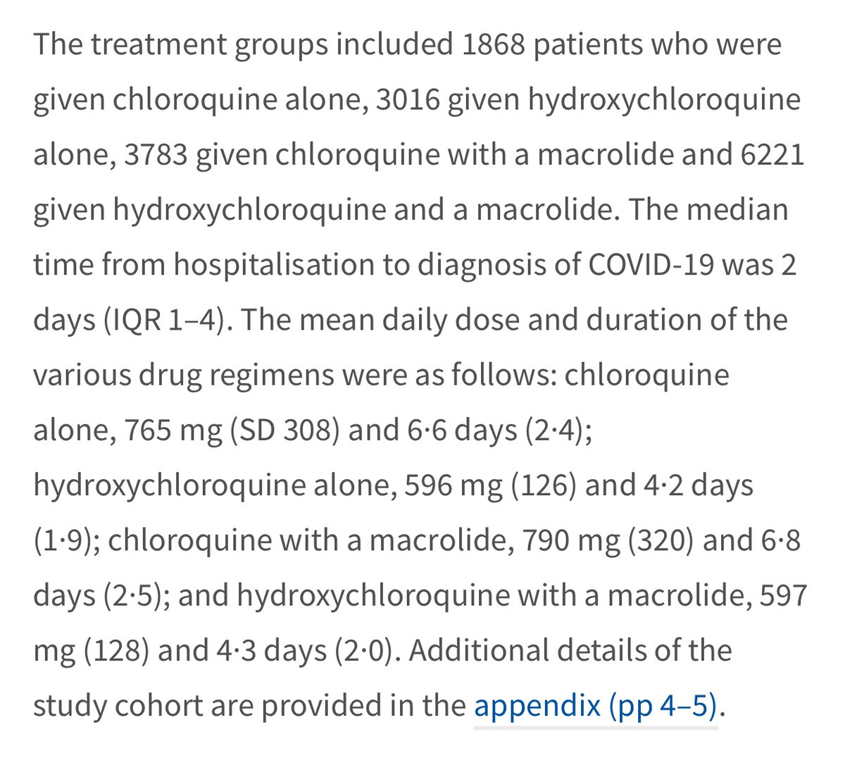 And now for dosage. Using the Zelenko protocol as a guideline which recommends 400 mg daily for very high risk patients, you can see that the study includes the use of averages doses that are significantly higher.