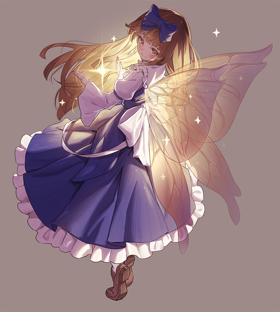 star sapphire 1girl long hair wings solo bow brown hair fairy wings  illustration images