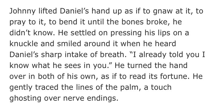 anyways, I could make a whole ass 10k paper on how much my sub ass totally projects on Daniel’s character in this series, I’m hella attached to his characterization here