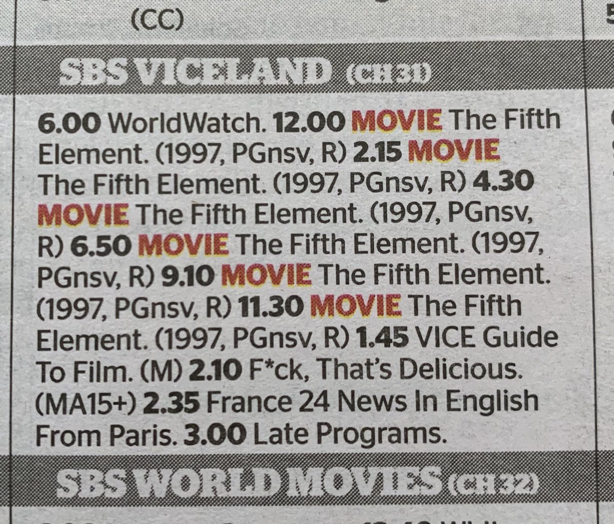awkmo's tweet image. ⁦someone at ⁦@SBSVICELAND⁩ really likes The Fifth Element....