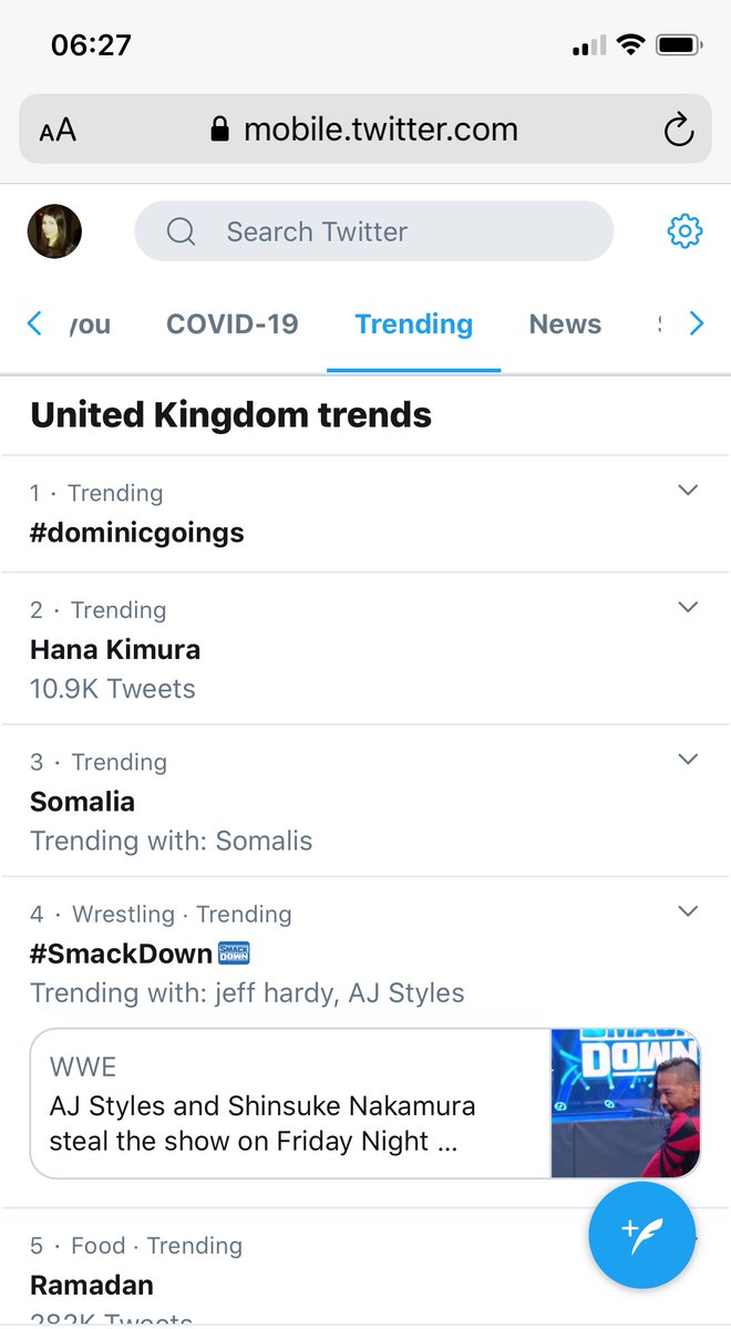 Final update from me on this thread.  #dominicgoings showing as top U.K. trend on Twitter now. Guess this one slipped through the net eh?