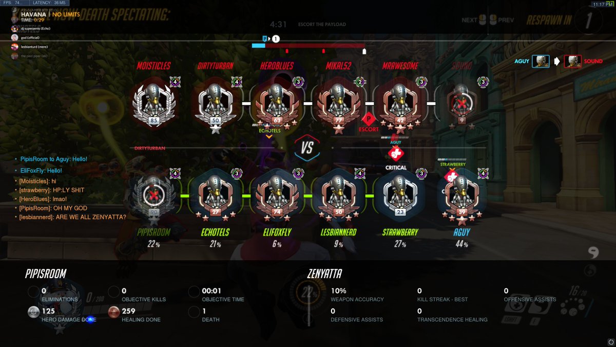 electrajpeg's tweet photo. I just played a game of no limits with Sapphic Mess where every single person on both teams was Zenyatta; we didn't plan this, it was the hardest I've laughed in months https://t.co/eluu50exB0