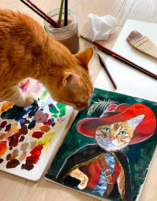 He painted a portrait of himself.???️
#銀座ねこ集会展Ⅳ 
