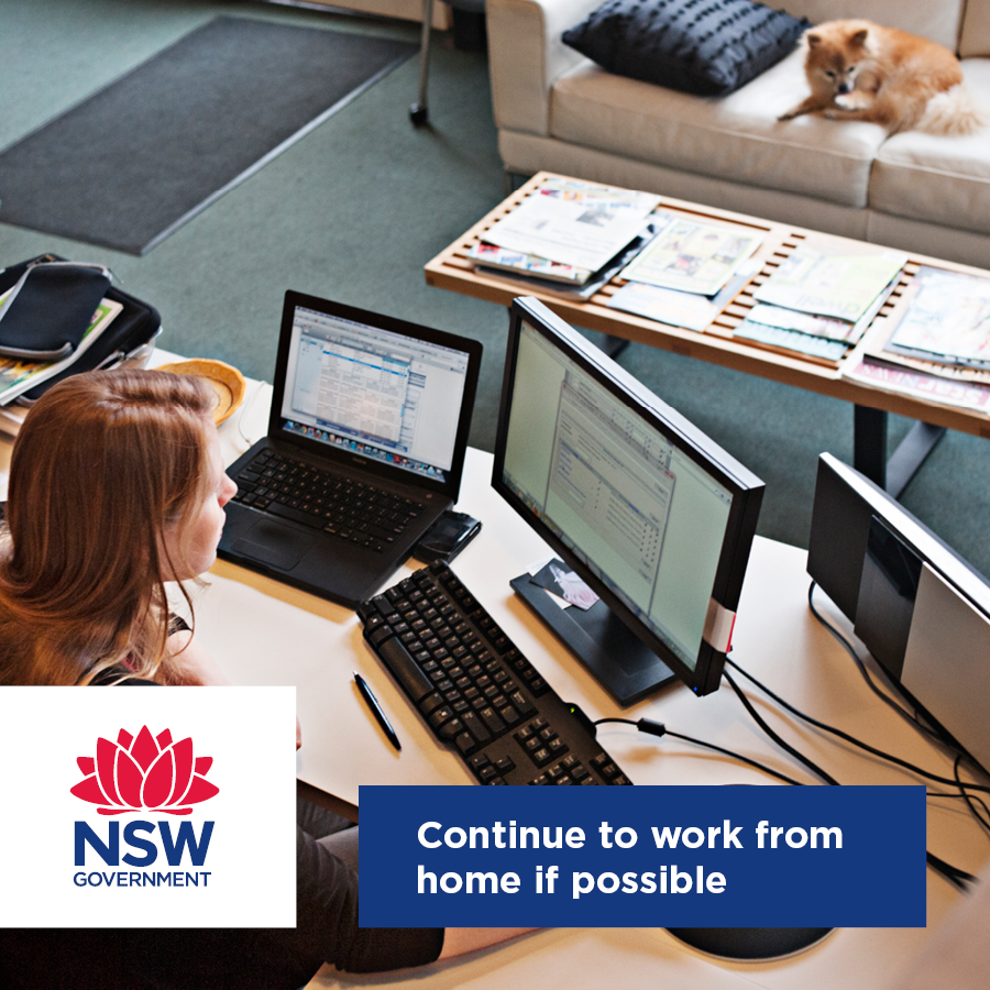 NSWHealth's tweet photo. Work from home if you can, for as long as you can. 
Stay safe. Keep your loved ones safe. Keep your community safe. Don’t go to work if you’re unwell. Even if you have very mild symptoms get tested for #COVID19. 

https://t.co/LmeATIQK4Z

#COVID19au https://t.co/v7FqG7LKo4